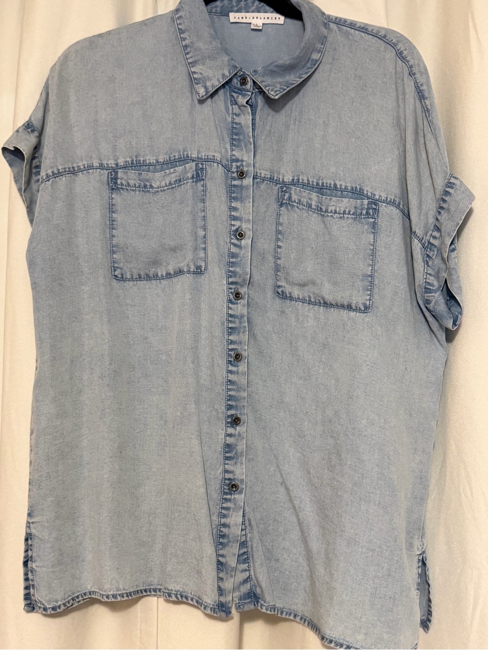 Blue Chambray Oversized Button Down Shirt Size L from Lulu’s
